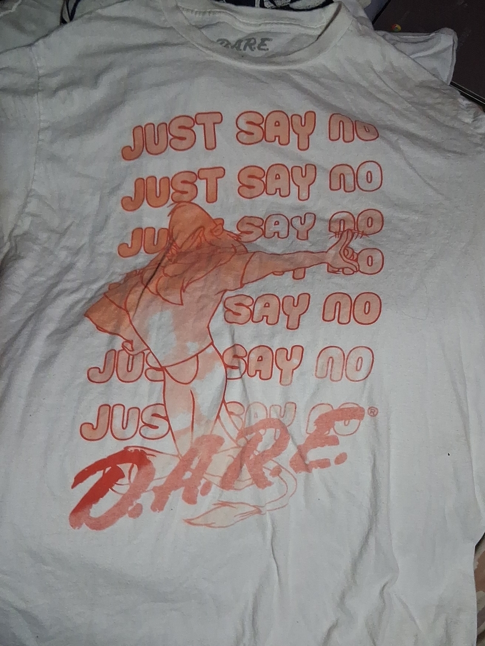 DARE 'Just Say No' Graphic Art Print in White with Orange Design